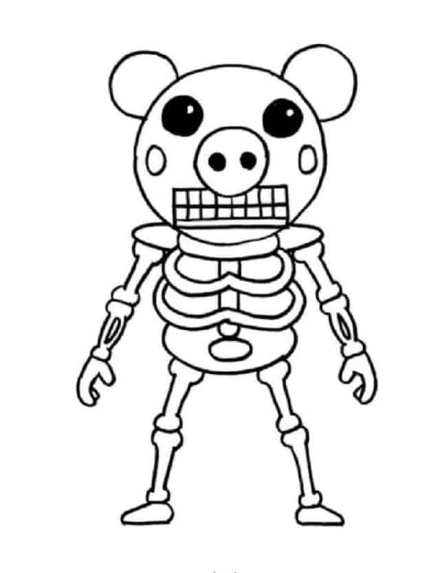Piggy Roblox Coloring Pages Skeleton