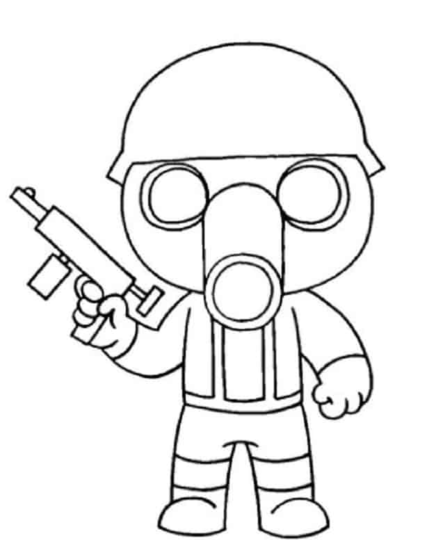 soldier Roblox Piggy Coloring Page
